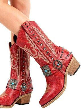 Cowgirl Western Red Boots